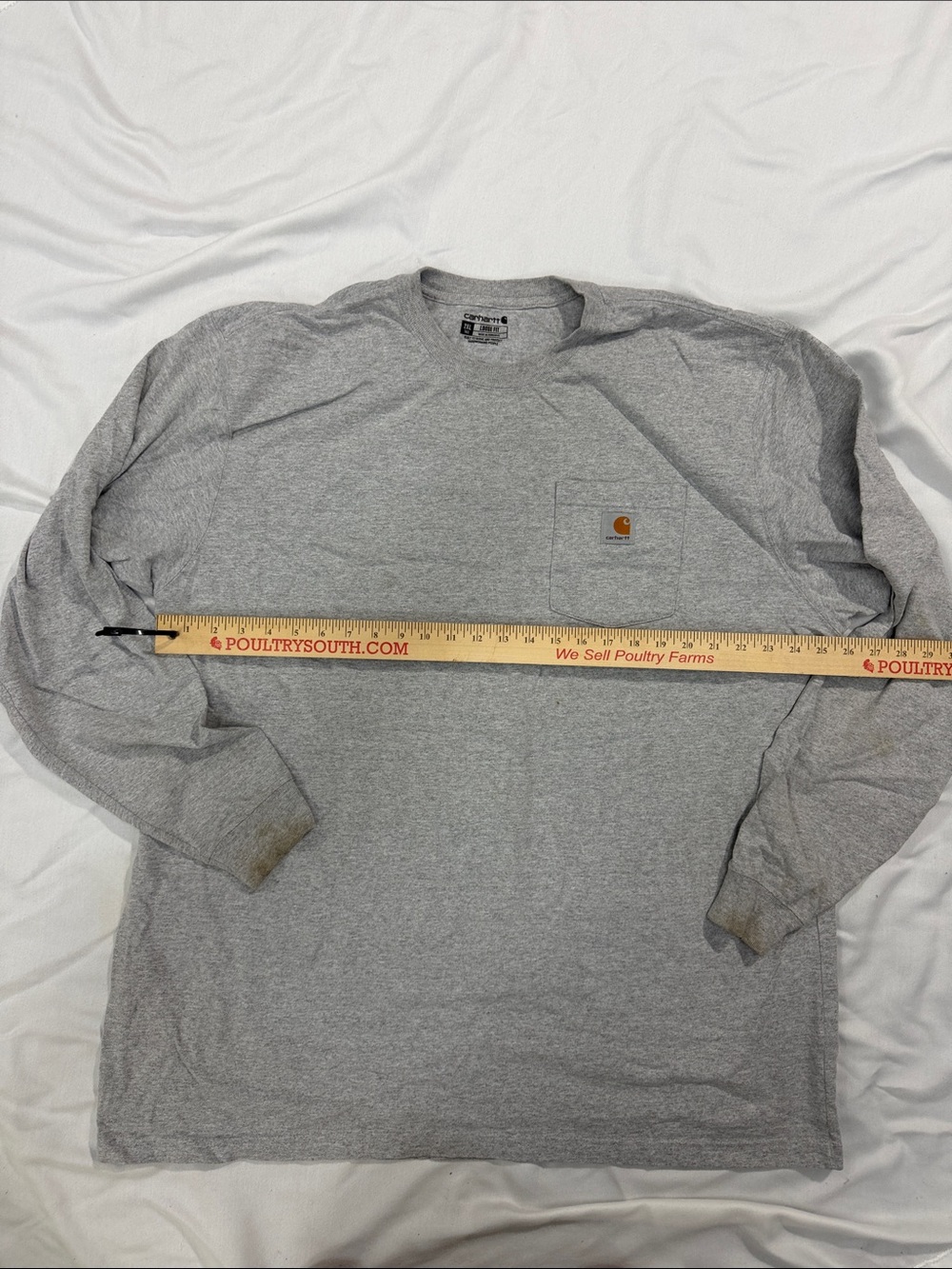 Carhartt Gray Long Sleeve Pocket Tee with Logo Patch